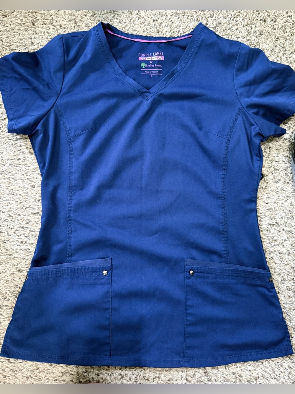 small navy scrub top